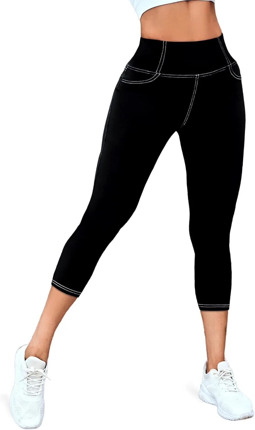 VOOVEEYA Curvy Womens Leggings, High Waisted Yoga Pants with Back Pockets, Tummy Control - Buttery Soft - Stretchy