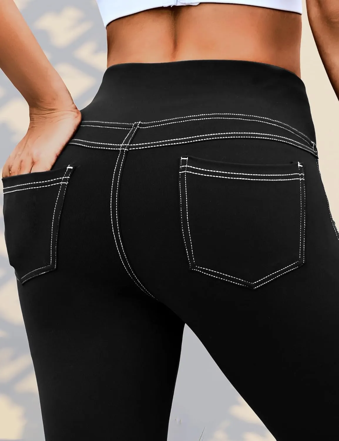 VOOVEEYA Curvy Womens Leggings, High Waisted Yoga Pants with Back Pockets, Tummy Control - Buttery Soft - Stretchy