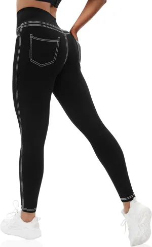 VOOVEEYA Curvy Womens Leggings, High Waisted Yoga Pants with Back Pockets, Tummy Control - Buttery Soft - Stretchy