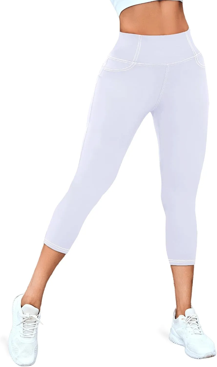 VOOVEEYA Curvy Womens Leggings, High Waisted Yoga Pants with Back Pockets, Tummy Control - Buttery Soft - Stretchy