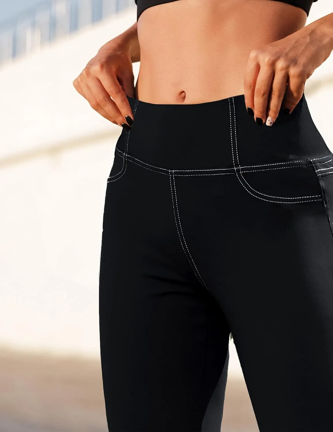 VOOVEEYA Curvy Womens Leggings, High Waisted Yoga Pants with Back Pockets, Tummy Control - Buttery Soft - Stretchy