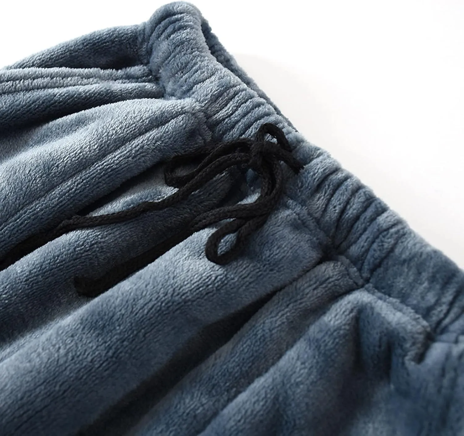 Warm Pajama Pants for Men Fluffy Sleepwear Drawstring Lounge Pants Casual Loose Fit Solid Fleece Trousers Home