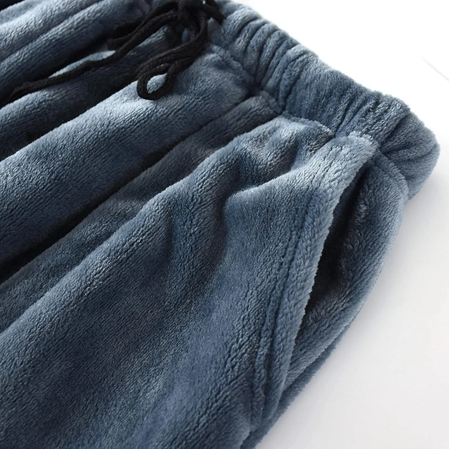 Warm Pajama Pants for Men Fluffy Sleepwear Drawstring Lounge Pants Casual Loose Fit Solid Fleece Trousers Home