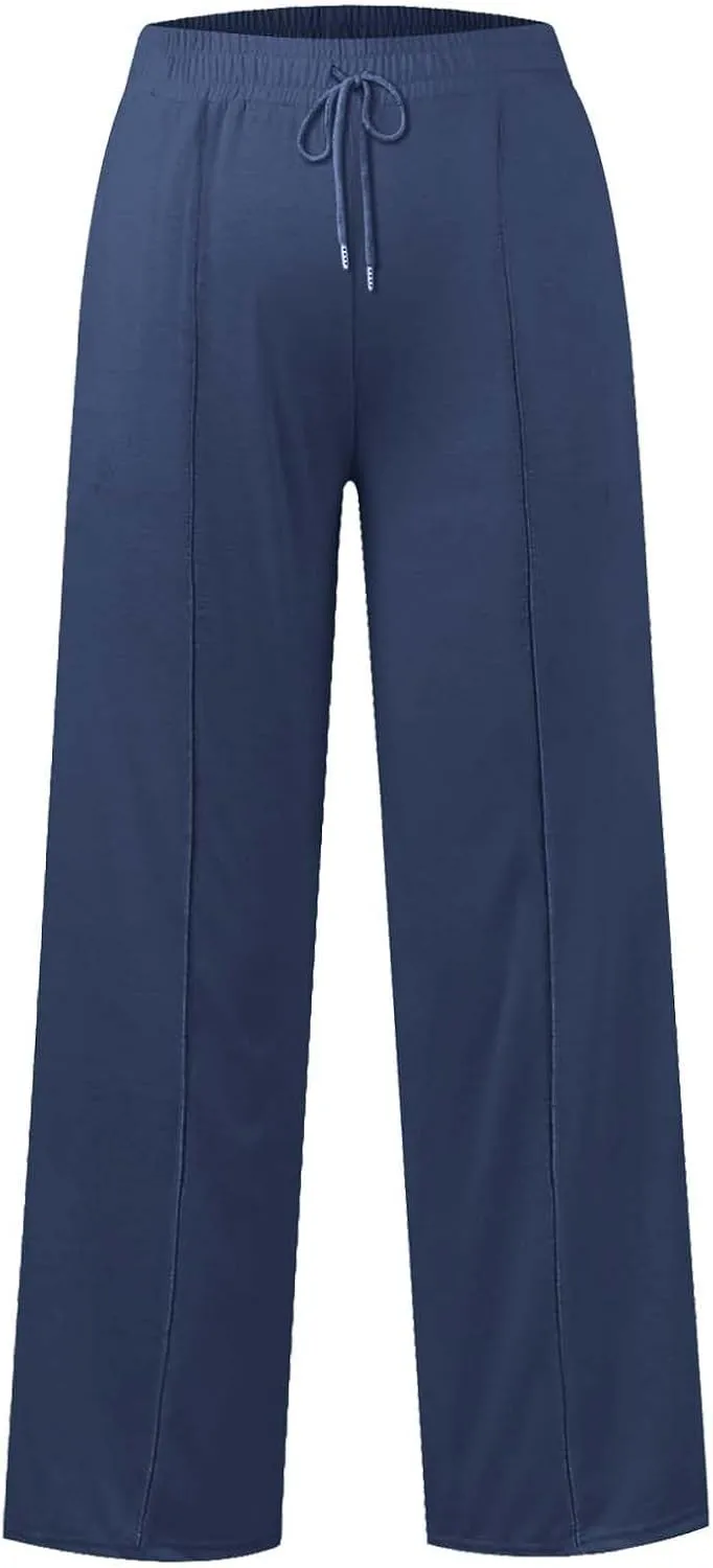 Wide Leg Sweatpants for Girls Elastic Drawstring Baggy Straight Leg Comfy Plain Joggers Trousers with Pockets