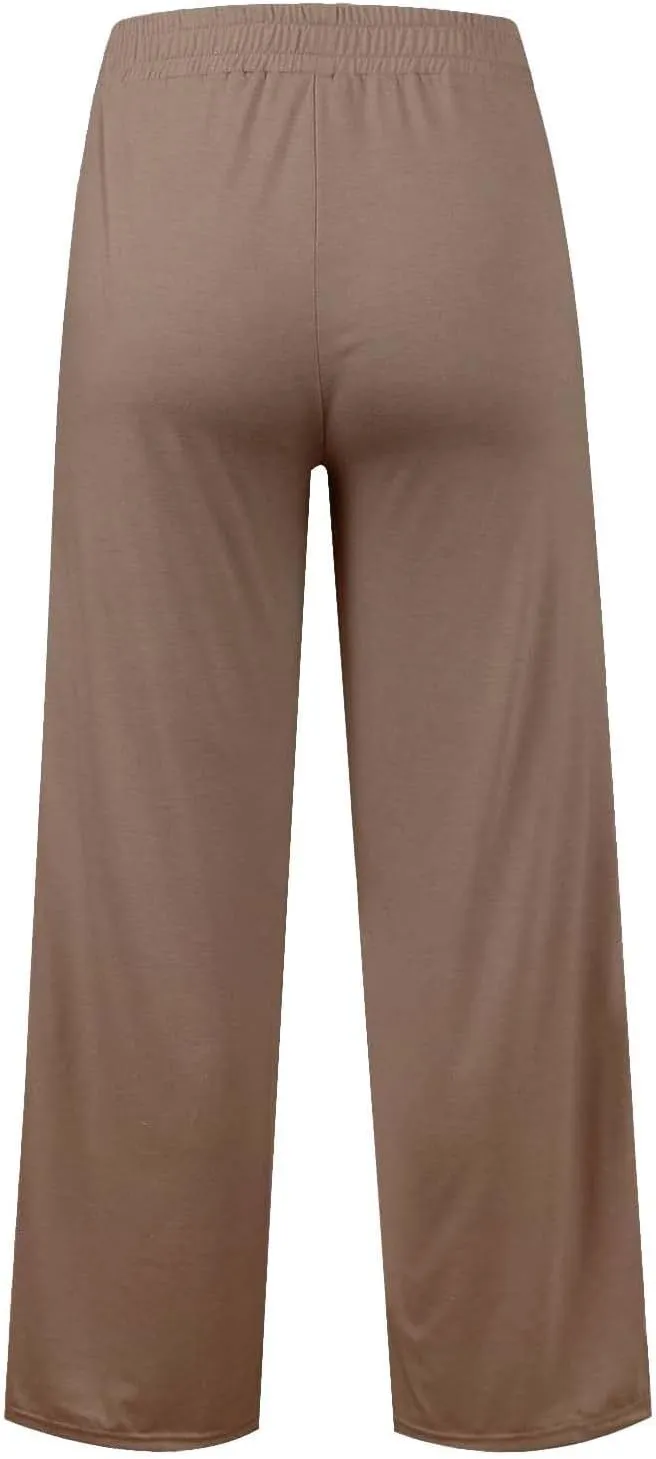 Wide Leg Sweatpants for Girls Elastic Drawstring Baggy Straight Leg Comfy Plain Joggers Trousers with Pockets