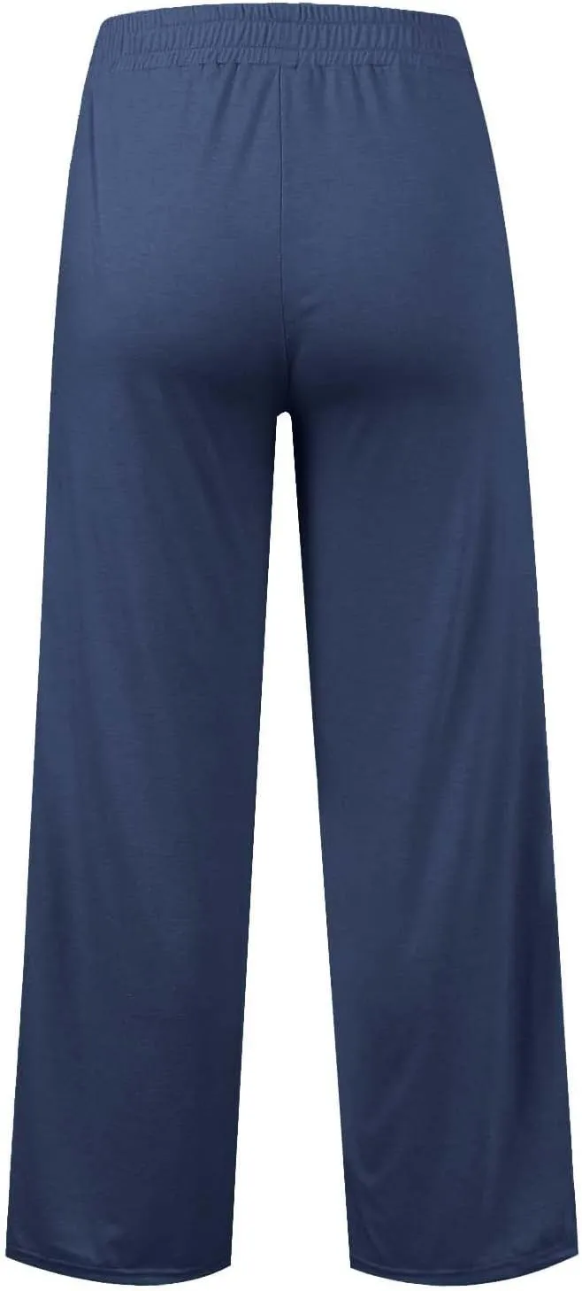 Wide Leg Sweatpants for Girls Elastic Drawstring Baggy Straight Leg Comfy Plain Joggers Trousers with Pockets
