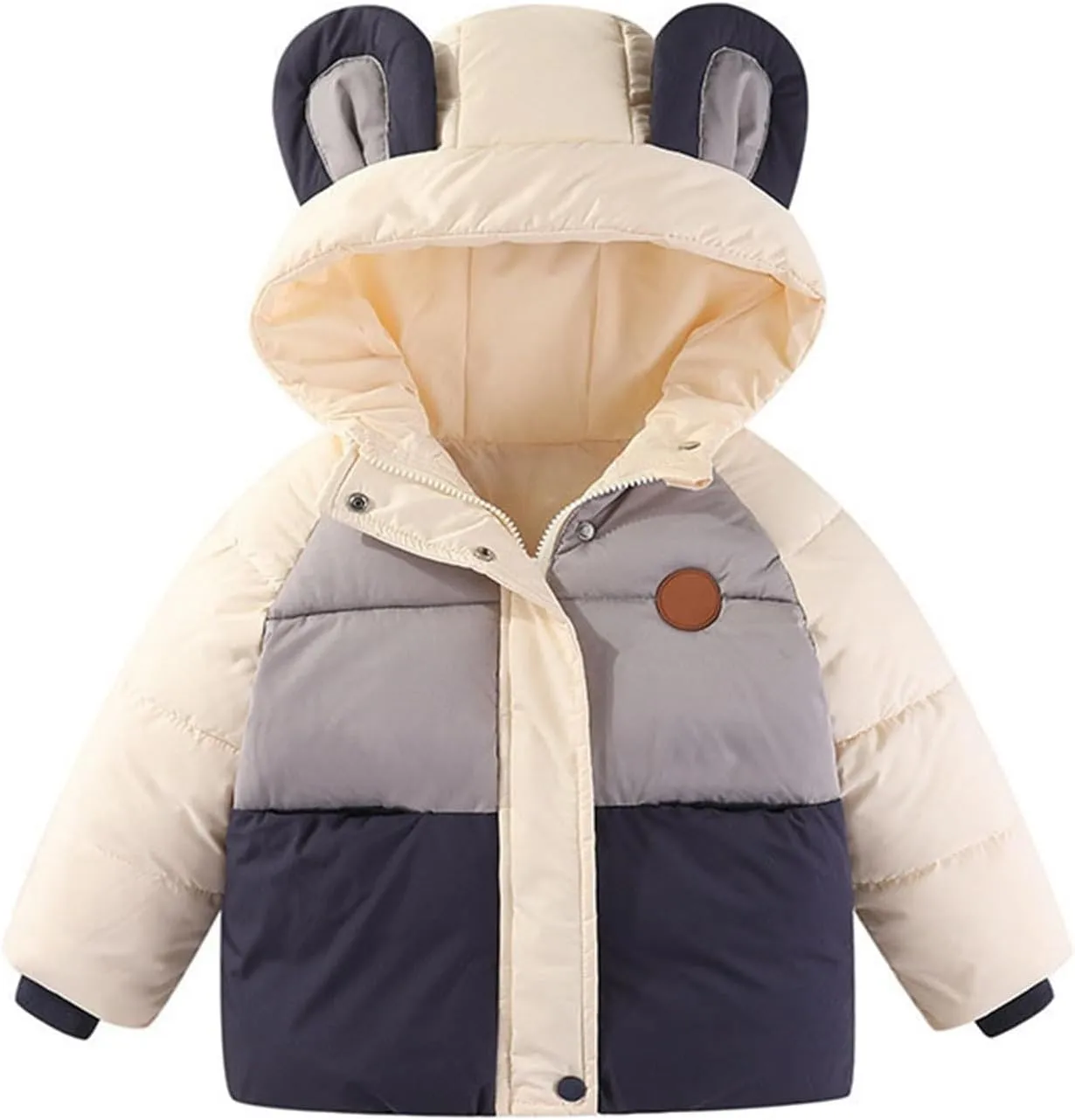 Winter Down Coats for Baby Boys Girls Basic Light Puffer Padded Jacket Cute Bear Hoods Infant Outerwear