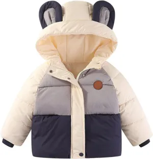 Winter Down Coats for Baby Boys Girls Basic Light Puffer Padded Jacket Cute Bear Hoods Infant Outerwear