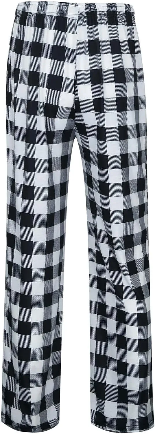 Women Buffalo Plaid Pajama Pants Funny Holiday Elastic Waist Casual Comfy Sleepwear Wide Leg Bottoms