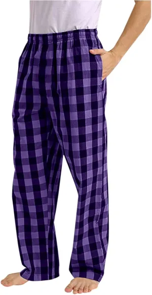 Women Buffalo Plaid Pajama Pants Funny Holiday Elastic Waist Casual Comfy Sleepwear Wide Leg Bottoms