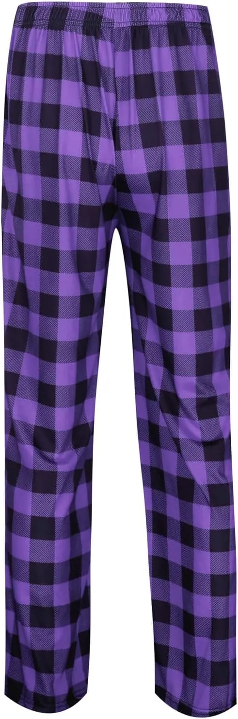 Women Buffalo Plaid Pajama Pants Funny Holiday Elastic Waist Casual Comfy Sleepwear Wide Leg Bottoms