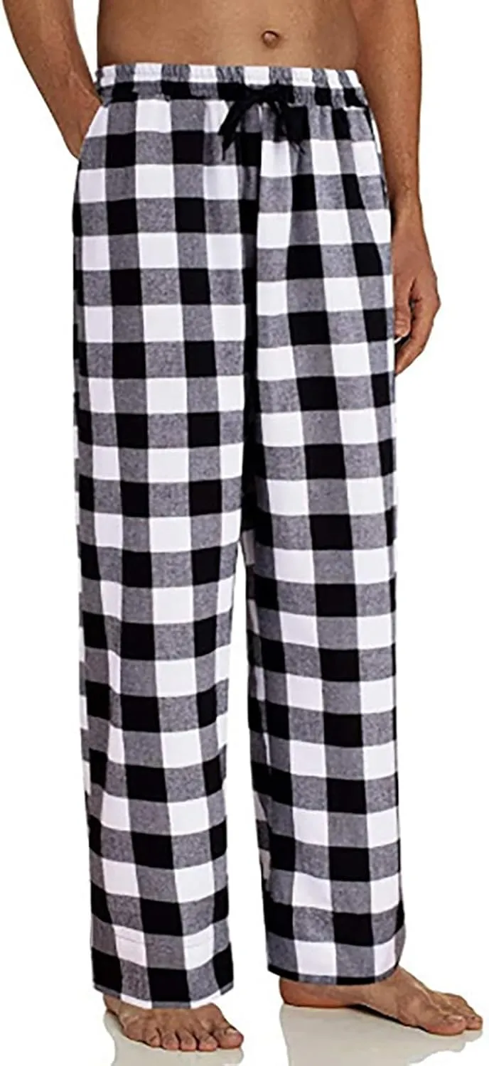 Women Buffalo Plaid Pajama Pants Xmas Print Wide Leg Casual Comfy Loose Stretchy Palazzo Pajama Pants