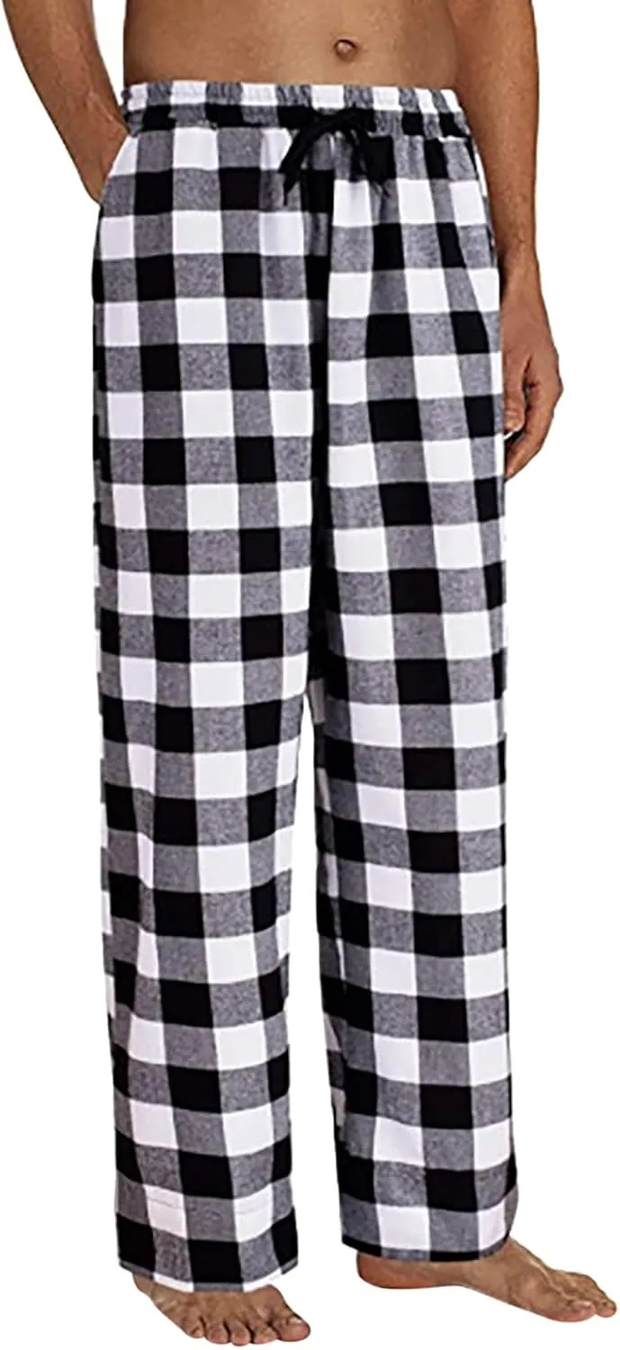 Women Buffalo Plaid Pajama Pants Xmas Print Wide Leg Casual Comfy Loose Stretchy Palazzo Pajama Pants