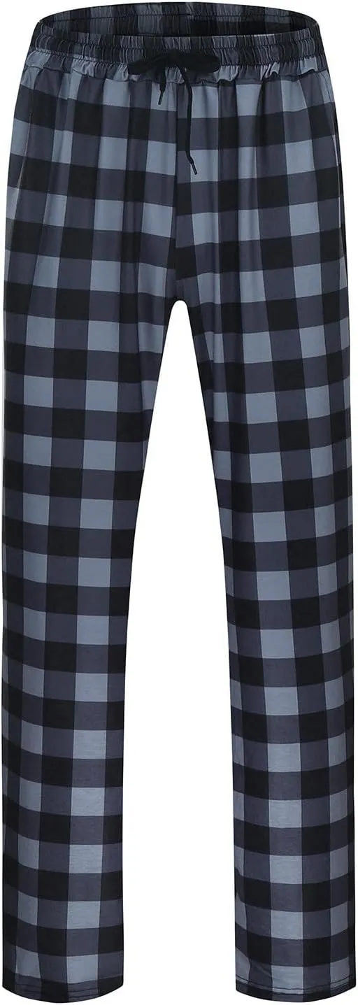 Women Buffalo Plaid Pajama Pants Xmas Print Wide Leg Casual Comfy Loose Stretchy Palazzo Pajama Pants