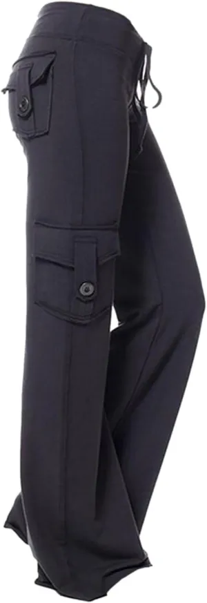 Women Cargo Pants 2025 Bootcut Yoga Pant Stretchy Trousers Wide Leg Workout Baggy Sweatpants with Pockets Trendy