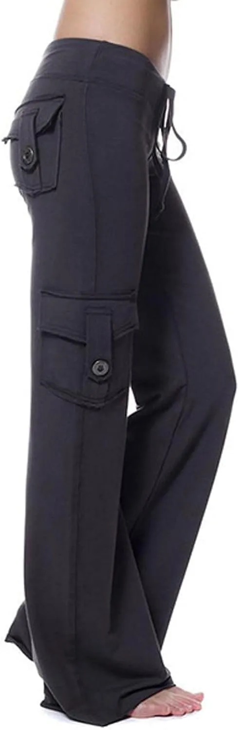Women Cargo Pants 2025 Bootcut Yoga Pant Stretchy Trousers Wide Leg Workout Baggy Sweatpants with Pockets Trendy