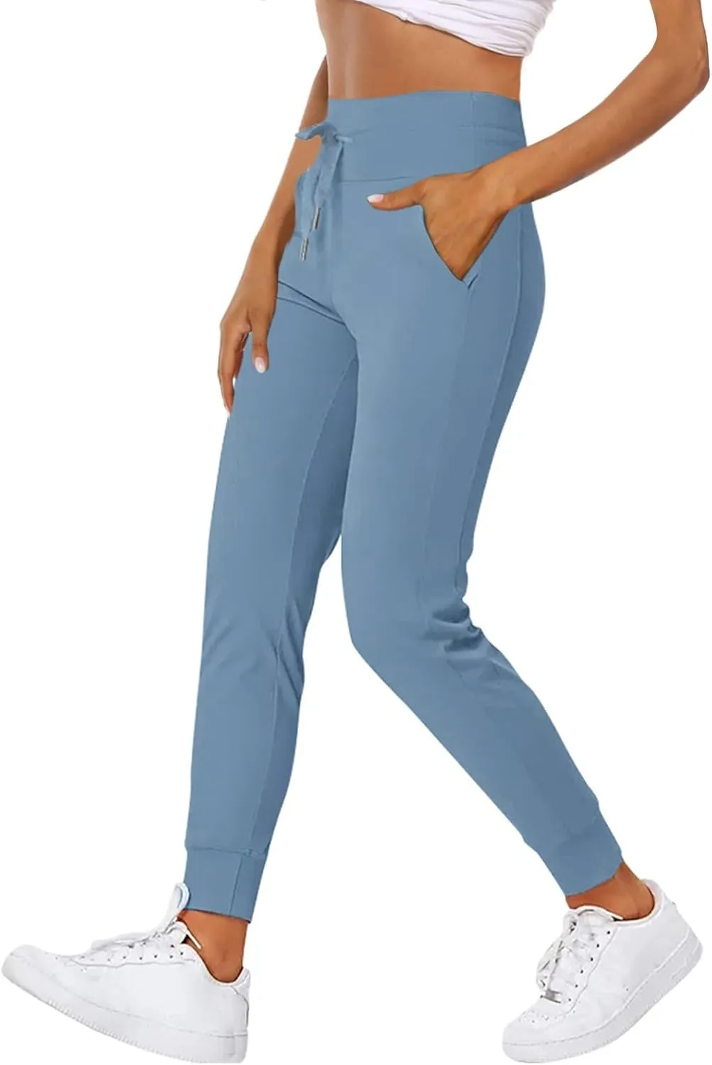 Women Joggers High Waisted Yoga Pants with Pockets Casual Drawstring Yoga Joggers Tummy Control Athletic Leggings