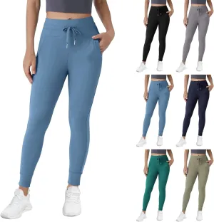 Women Joggers High Waisted Yoga Pants with Pockets Casual Drawstring Yoga Joggers Tummy Control Athletic Leggings