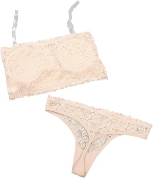 Womens Bralettes Set Lace Floral Padded Lingerie Set 2 Piece Spaghetti Strap Tank Top and Panty Sets Nightwear Outfits