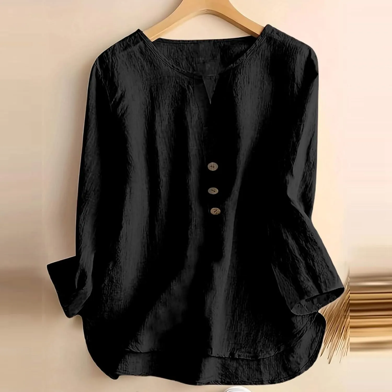 Women's Button Shirts Linen Roll up Sleeve V-Neck Trendy Shirt Casual Loose Fit Business Work Blouses Tops