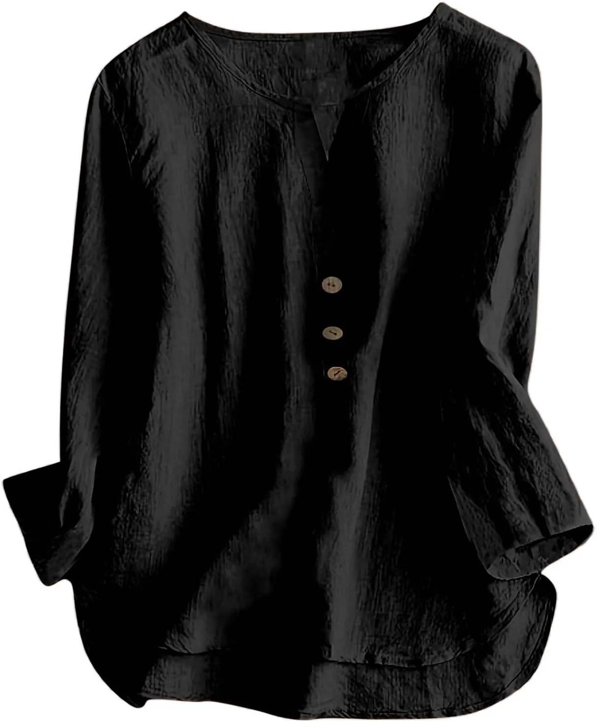 Women's Button Shirts Linen Roll up Sleeve V-Neck Trendy Shirt Casual Loose Fit Business Work Blouses Tops