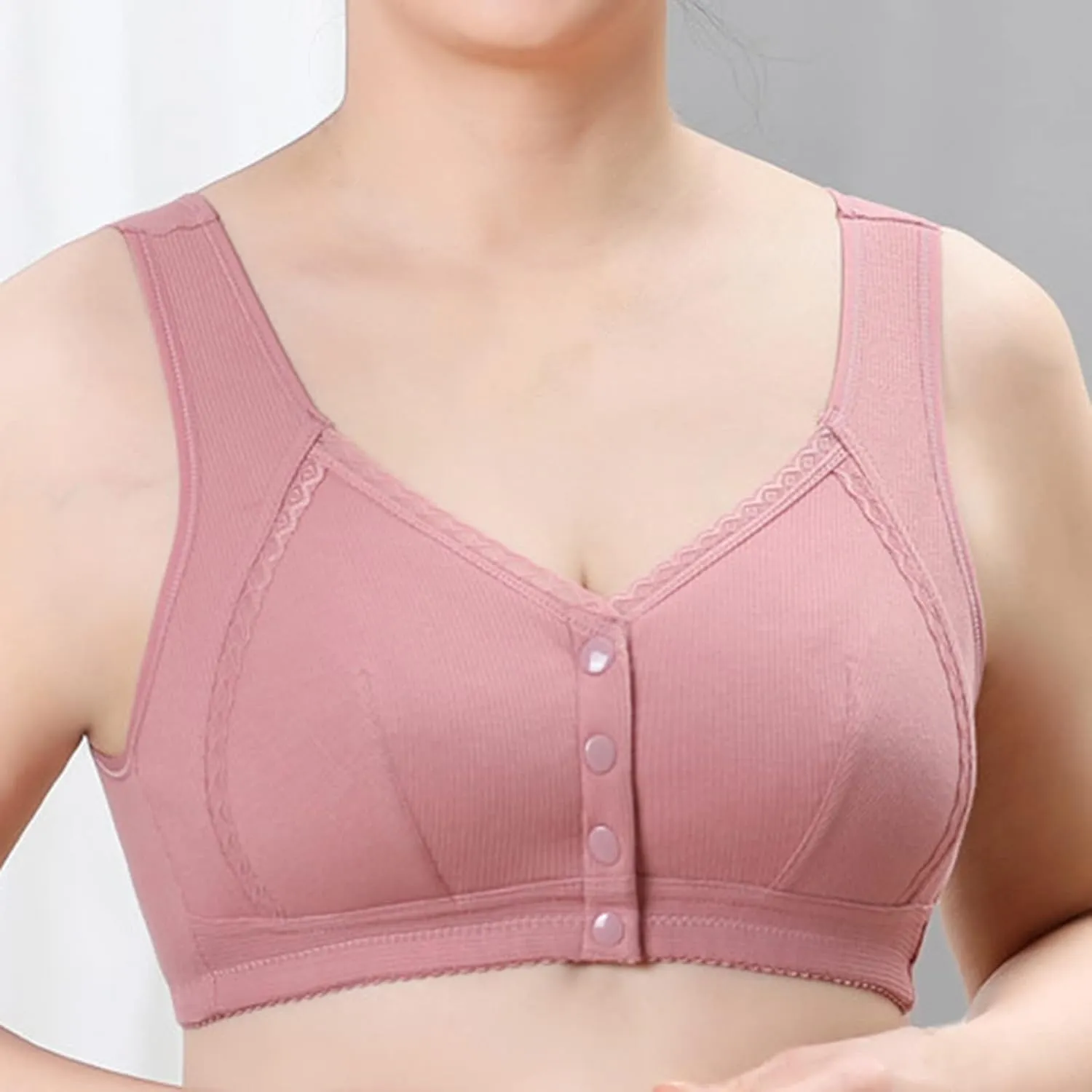Women's Comfortable Ring Yoga Sleep Tank Top Bra with Front Button Sexy Bra