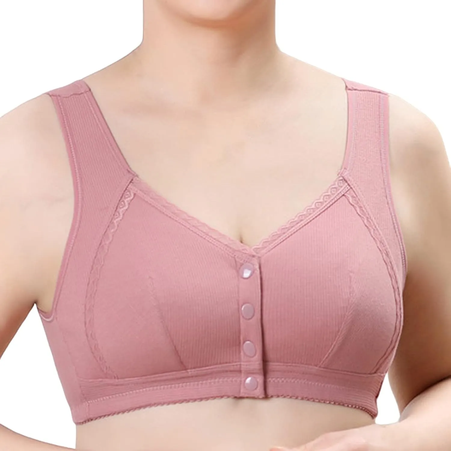 Women's Comfortable Ring Yoga Sleep Tank Top Bra with Front Button Sexy Bra