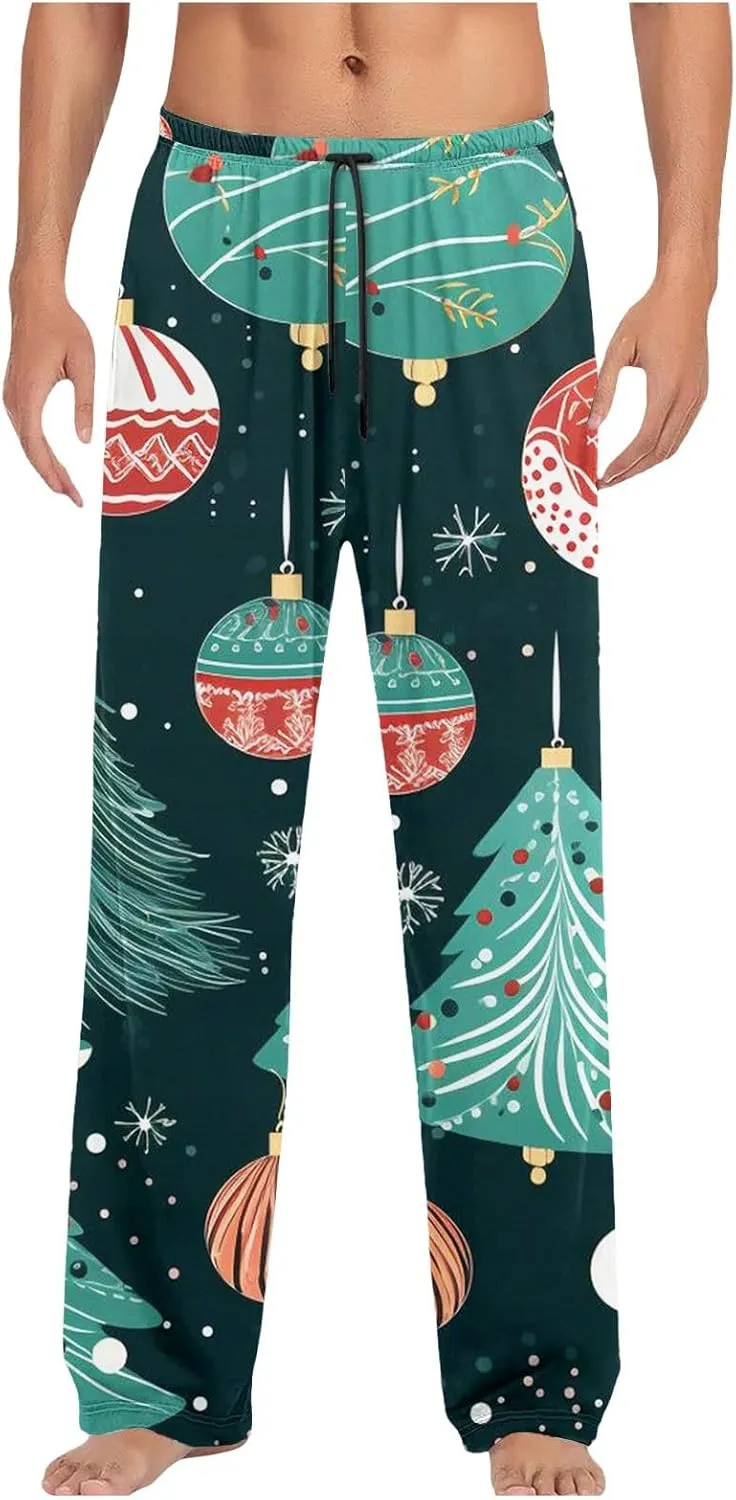 Women's Comfy Pajamas Christmas Pj Pants Holiday Prints Loose Fit Wide Leg Pants Comfy Long Pj Pants