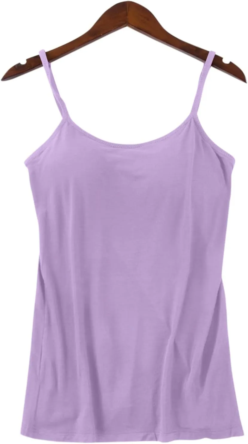 Women's Cotton Camisole Shelf Bra Spaghetti Straps Tank Top Adjustable Spaghetti Strap Cami Tank Summer Undershirts