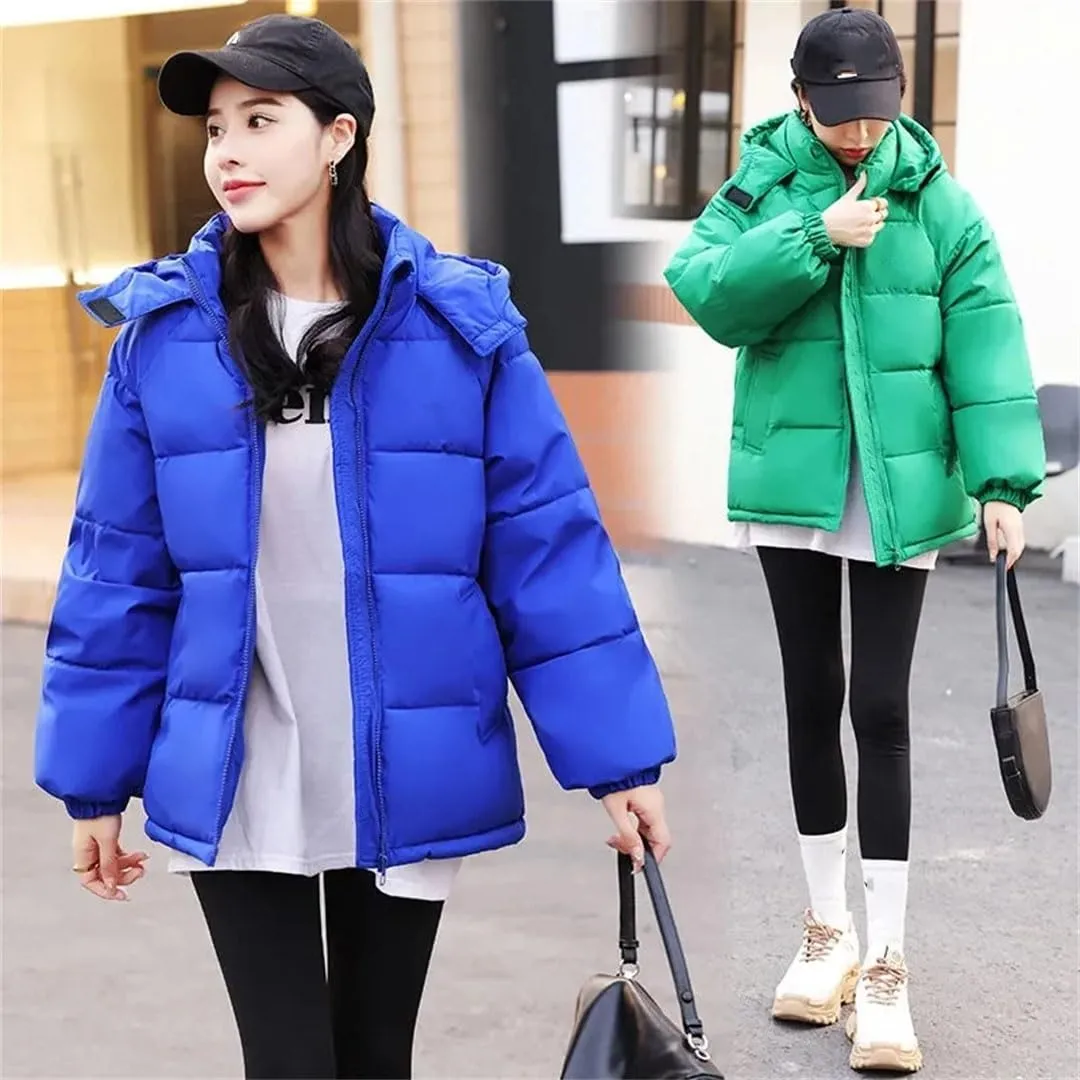 Womens Cotton Clothing Winter Jacket Coat Down Cotton Parkas Thicken Warm Puffer Coat Hooded Cotton-Padded Parkas