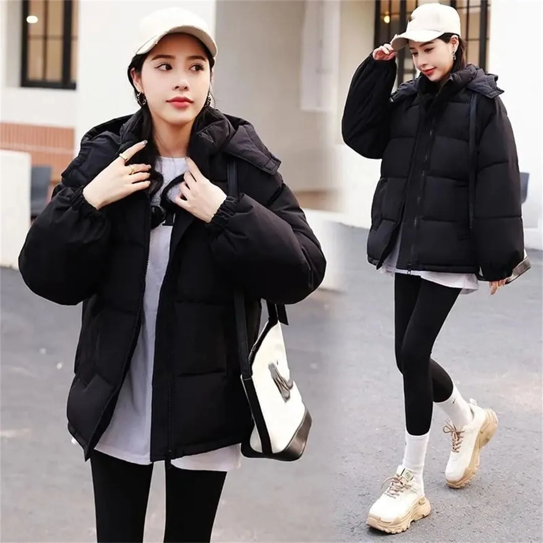 Womens Cotton Clothing Winter Jacket Coat Down Cotton Parkas Thicken Warm Puffer Coat Hooded Cotton-Padded Parkas