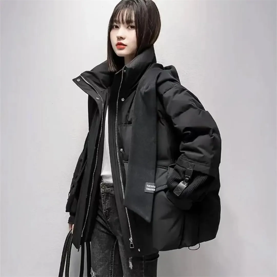 Womens Cotton Coat Winter Puffer Parkas Warm Hooded Down Cotton Jacket Casual Loose Cotton-Padded Outwear