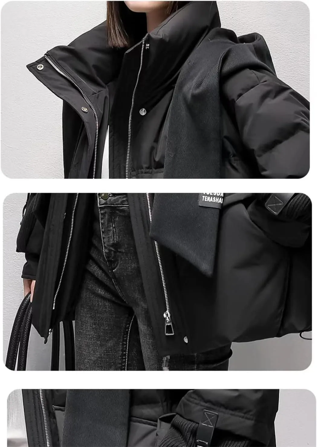 Womens Cotton Coat Winter Puffer Parkas Warm Hooded Down Cotton Jacket Casual Loose Cotton-Padded Outwear