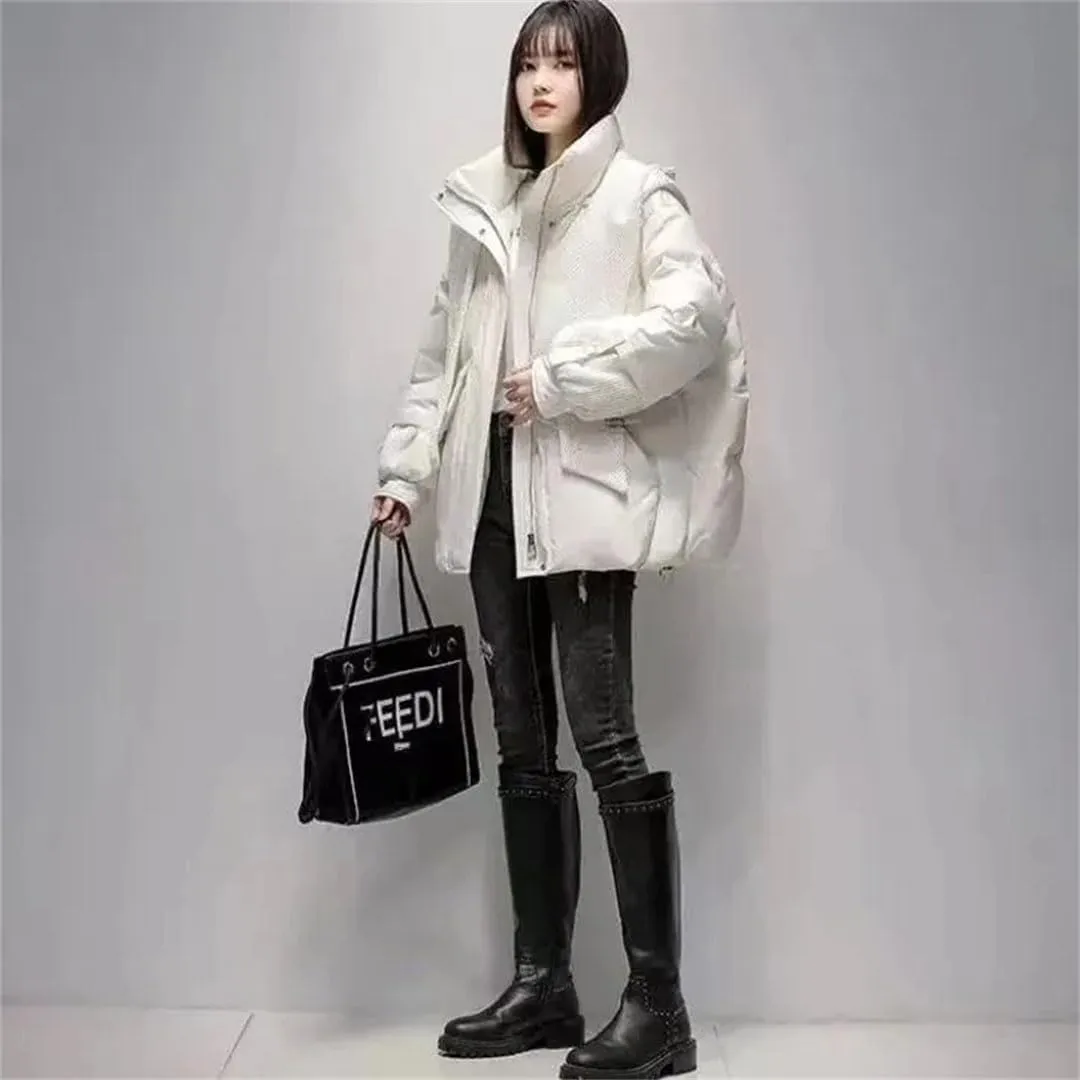 Womens Cotton Coat Winter Puffer Parkas Warm Hooded Down Cotton Jacket Casual Loose Cotton-Padded Outwear