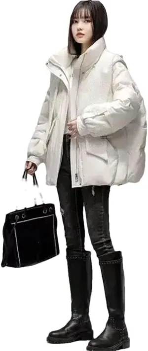 Womens Cotton Coat Winter Puffer Parkas Warm Hooded Down Cotton Jacket Casual Loose Cotton-Padded Outwear