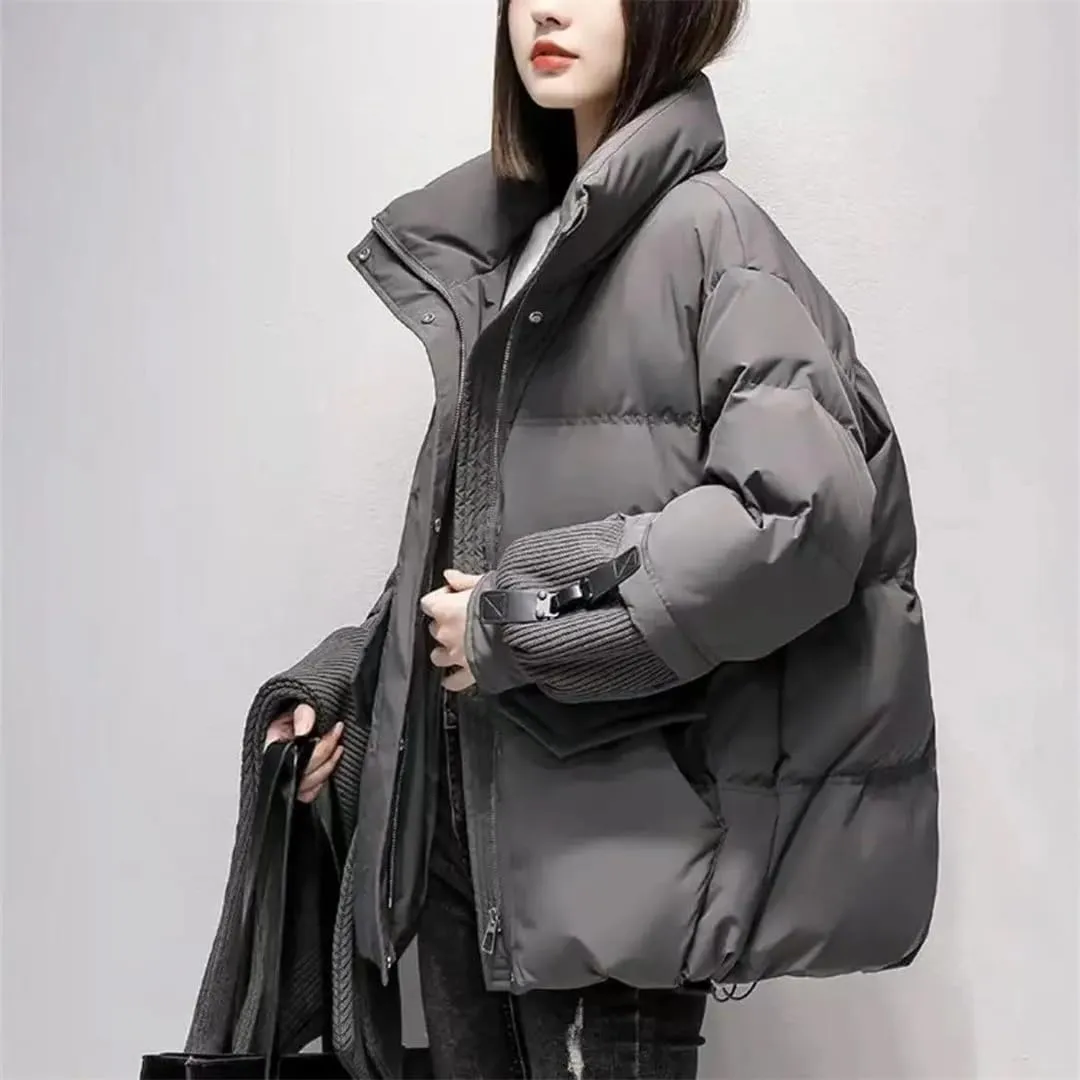 Womens Cotton Coat Winter Puffer Parkas Warm Hooded Down Cotton Jacket Casual Loose Cotton-Padded Outwear