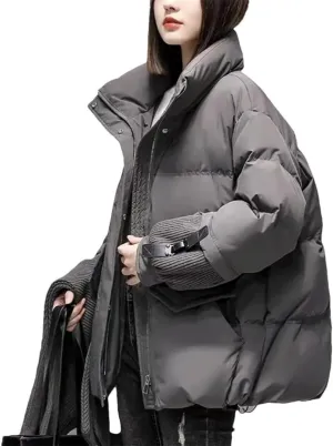 Womens Cotton Coat Winter Puffer Parkas Warm Hooded Down Cotton Jacket Loose Cotton-Padded Outwear