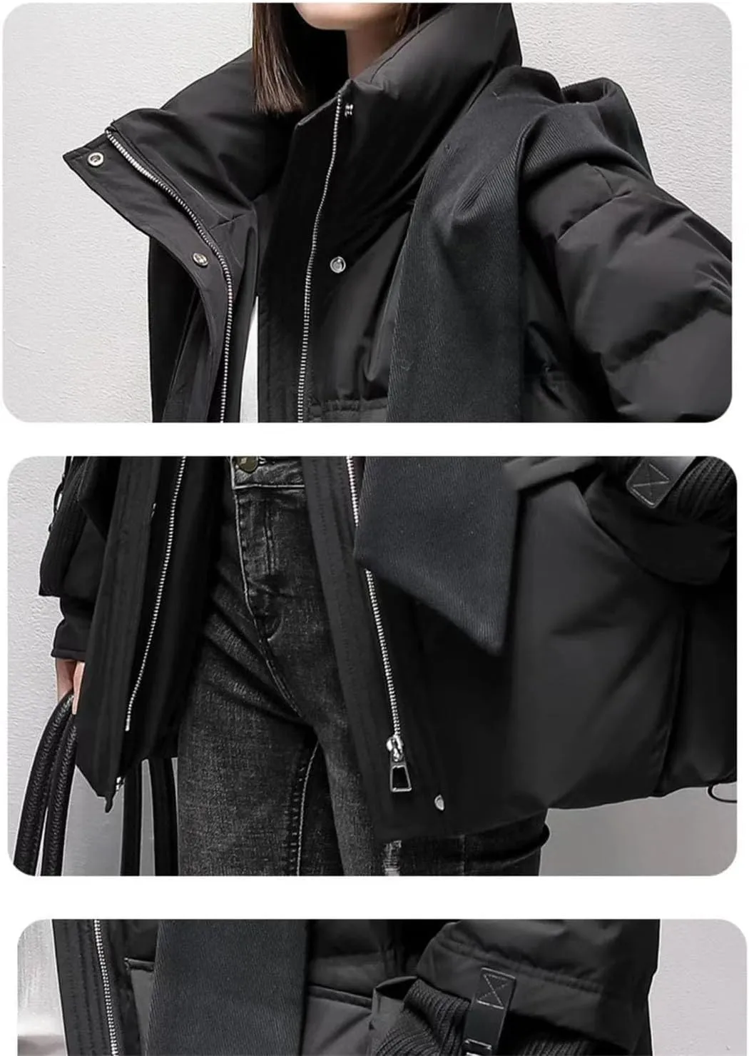 Womens Cotton Coat Winter Puffer Parkas Warm Hooded Down Cotton Jacket Loose Cotton-Padded Outwear