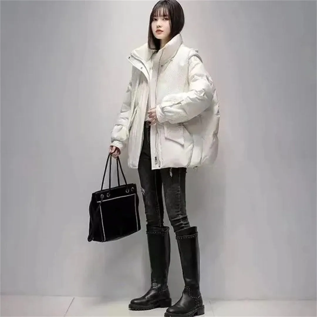 Womens Cotton Coat Winter Puffer Parkas Warm Hooded Down Cotton Jacket Loose Cotton-Padded Outwear