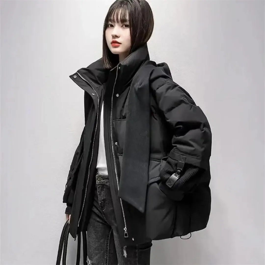 Womens Cotton Coat Winter Puffer Parkas Warm Hooded Down Cotton Jacket Loose Cotton-Padded Outwear