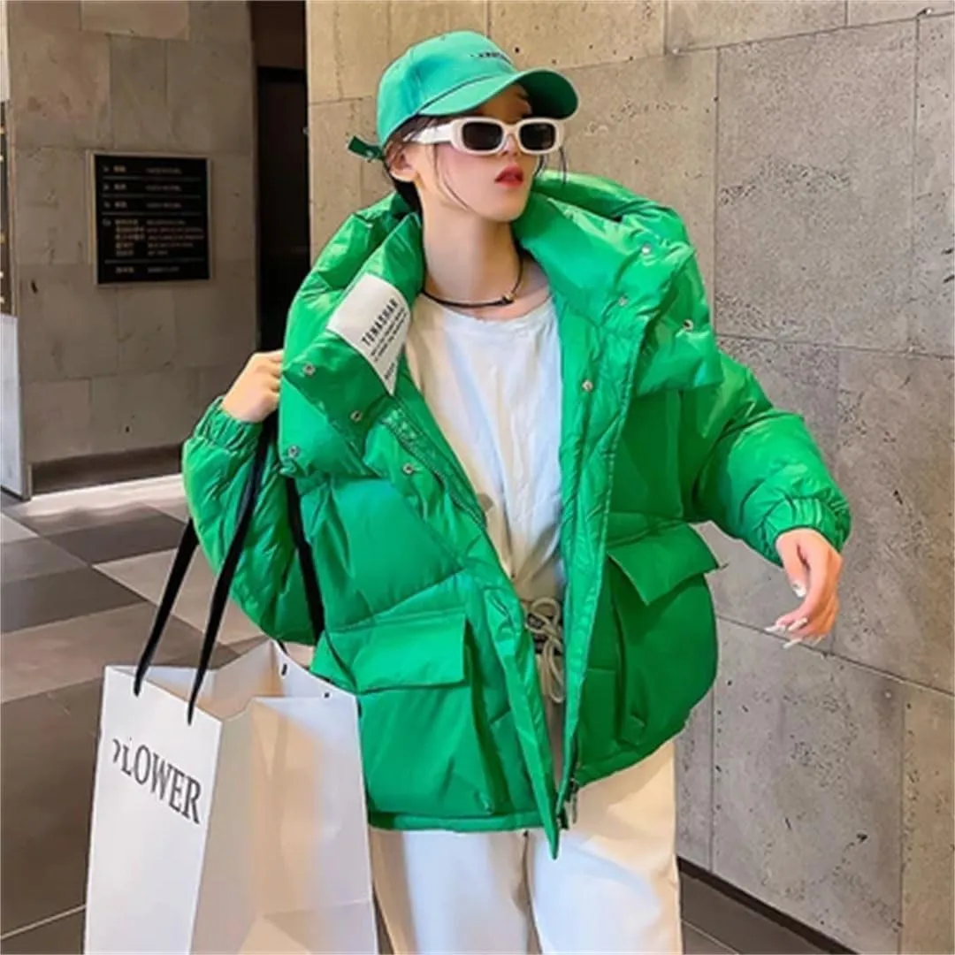 Women's Down Cotton Coats Winter Puffer Parkas Hooded Warm Cotton Outwear Thicken Cotton-Padded Jacket Snow Wear