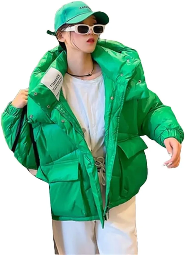Women's Down Cotton Coats Winter Puffer Parkas Hooded Warm Cotton Outwear Thicken Cotton-Padded Jacket Snow Wear