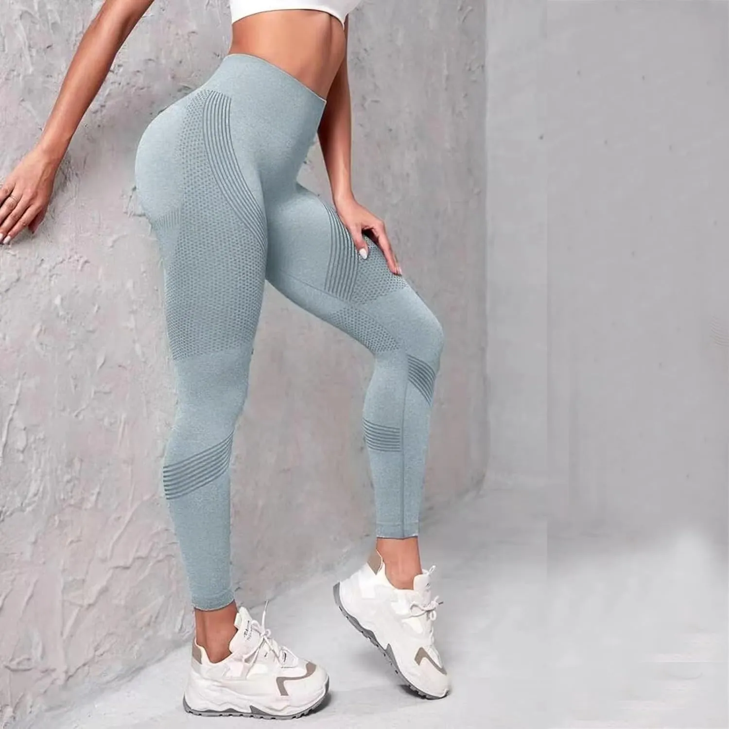 Womens High Waist Yoga Pants Smile Contour Tummy Control Slimming Booty Leggings Workout Running Butt Lift Tights