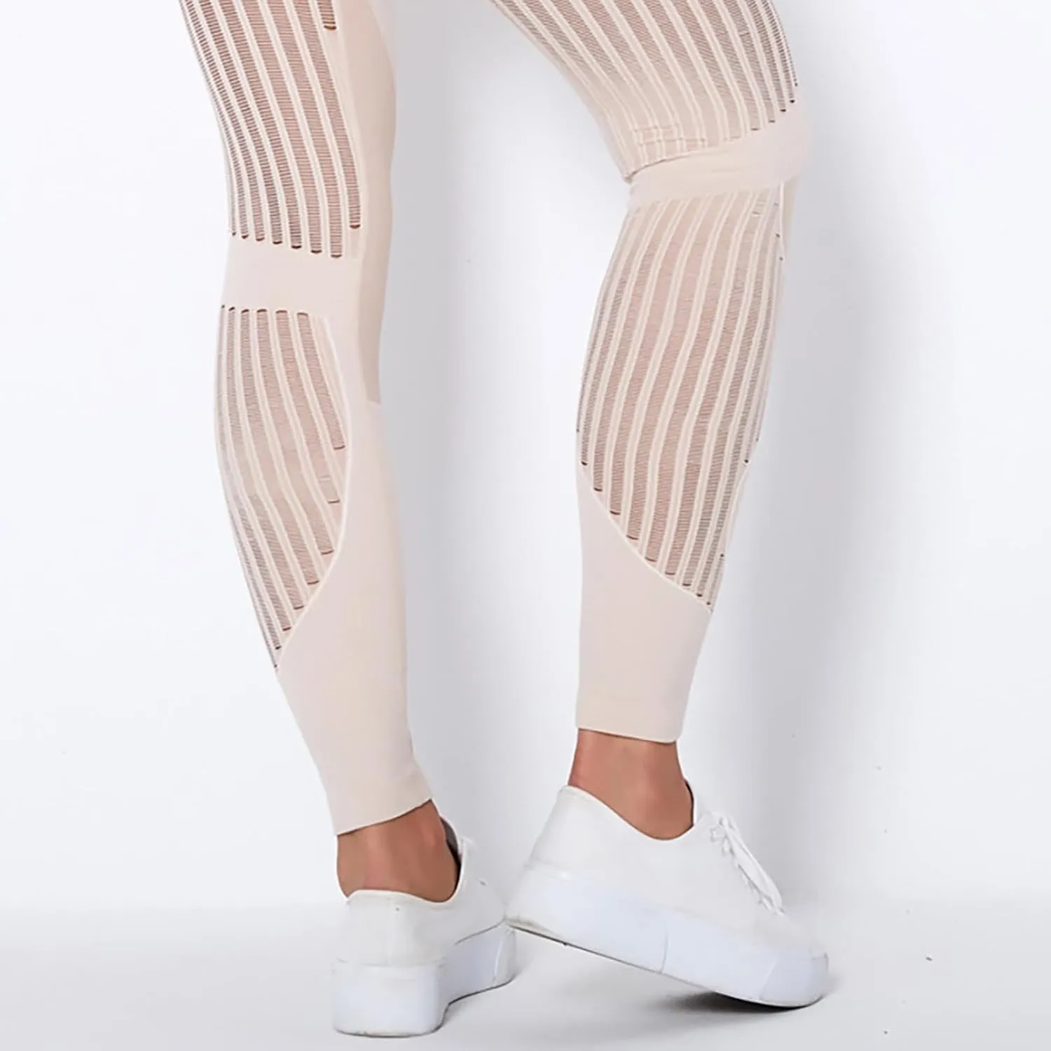 Womens High Waisted Leggings Workout Tights Seamless Scrunch Butt Lifting Gym Yoga Pant Striped Color Block Trousers