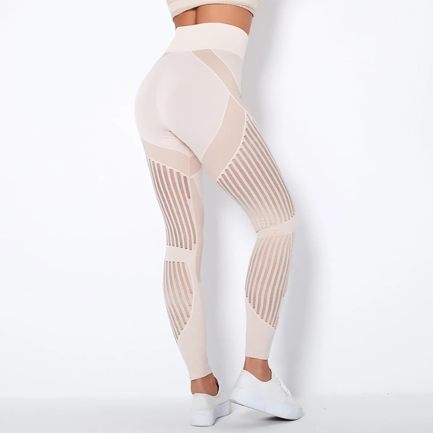 Womens High Waisted Leggings Workout Tights Seamless Scrunch Butt Lifting Gym Yoga Pant Striped Color Block Trousers