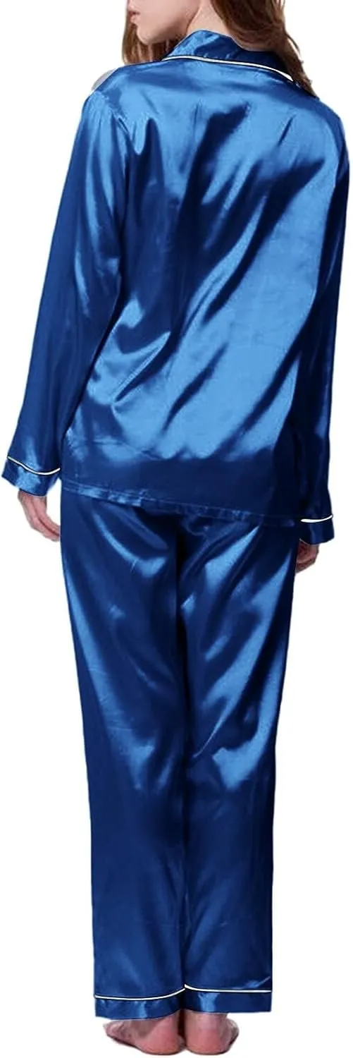 Women's Pajama Set Set Long Sleeve Button Up Sleepwear Soft Lightweight Comfy Long Sleepwear Bride Soft Pj Lounge