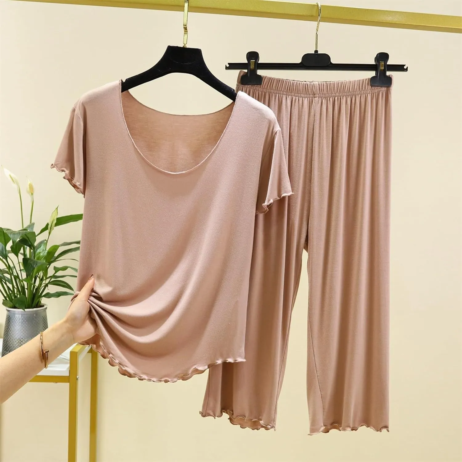 Women's Pajama Set Set Long Sleeve Button Up Sleepwear Soft Lightweight Comfy Long Sleepwear Bride Soft Pj Lounge