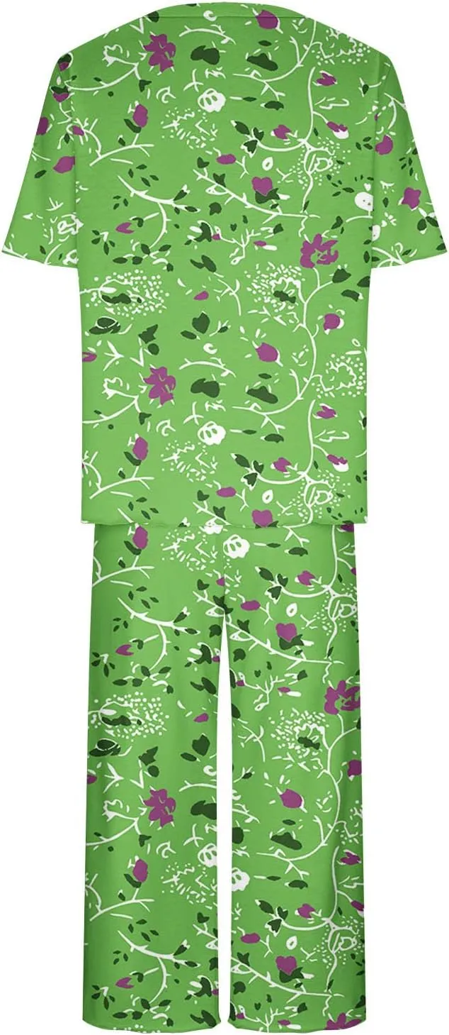 Womens Pajamas Comfy Soft 2 Piece Lounge Sets Nightshirt Capri Pants Pjs Loungewear Matching Outfits Sleepwear