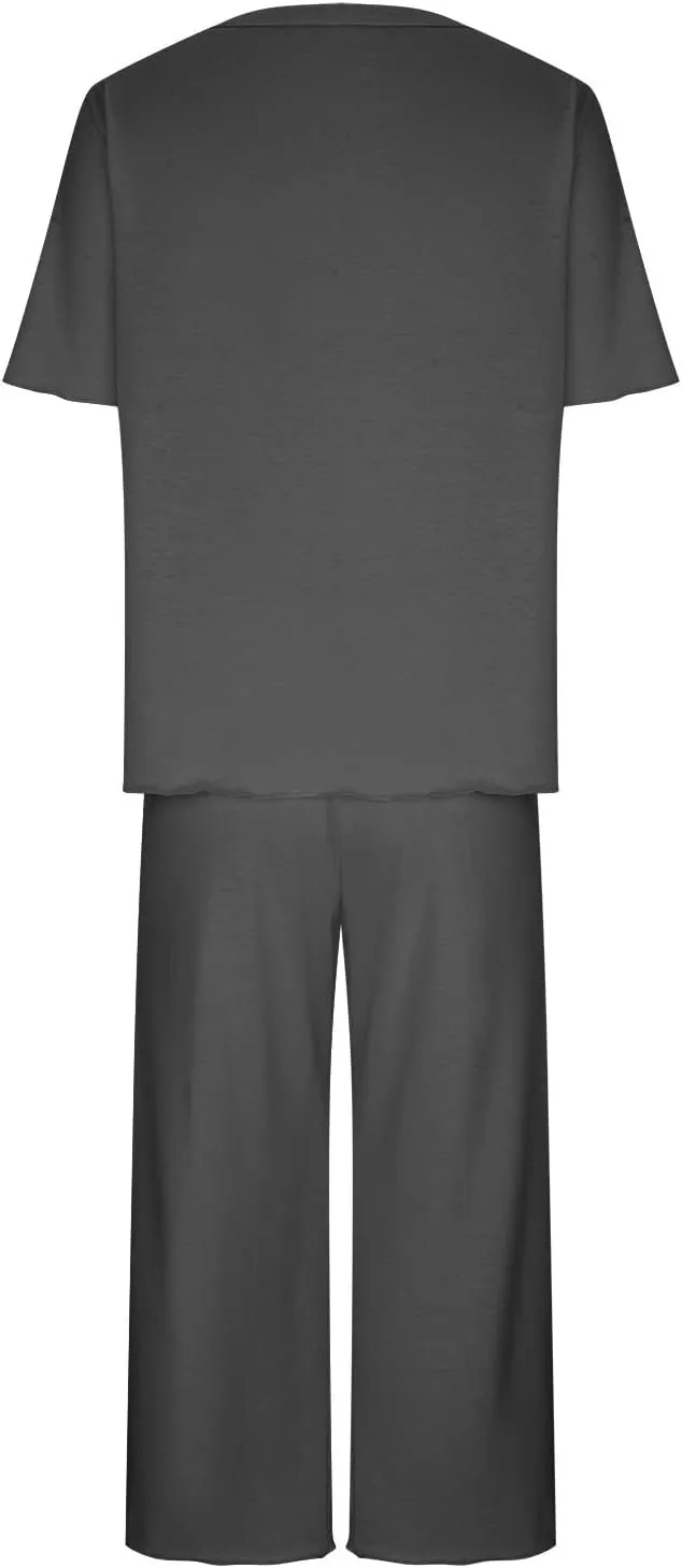 Womens Pajamas Comfy Soft 2 Piece Lounge Sets Nightshirt Capri Pants Pjs Loungewear Matching Outfits Sleepwear