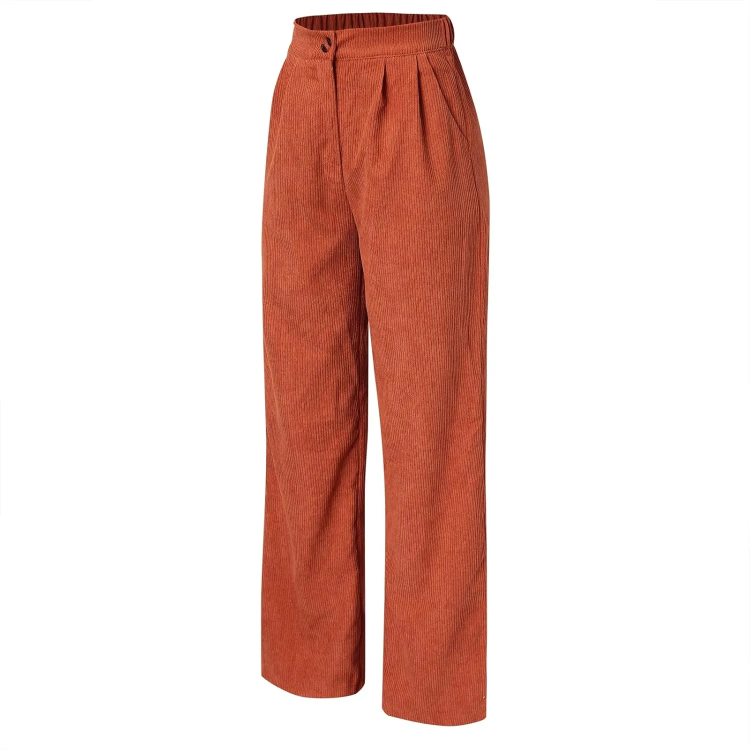 Womens Plus Size Corduroy Pants High Waisted Wide Leg Trousers Straight Leg Trendy Work Pants with Pockets